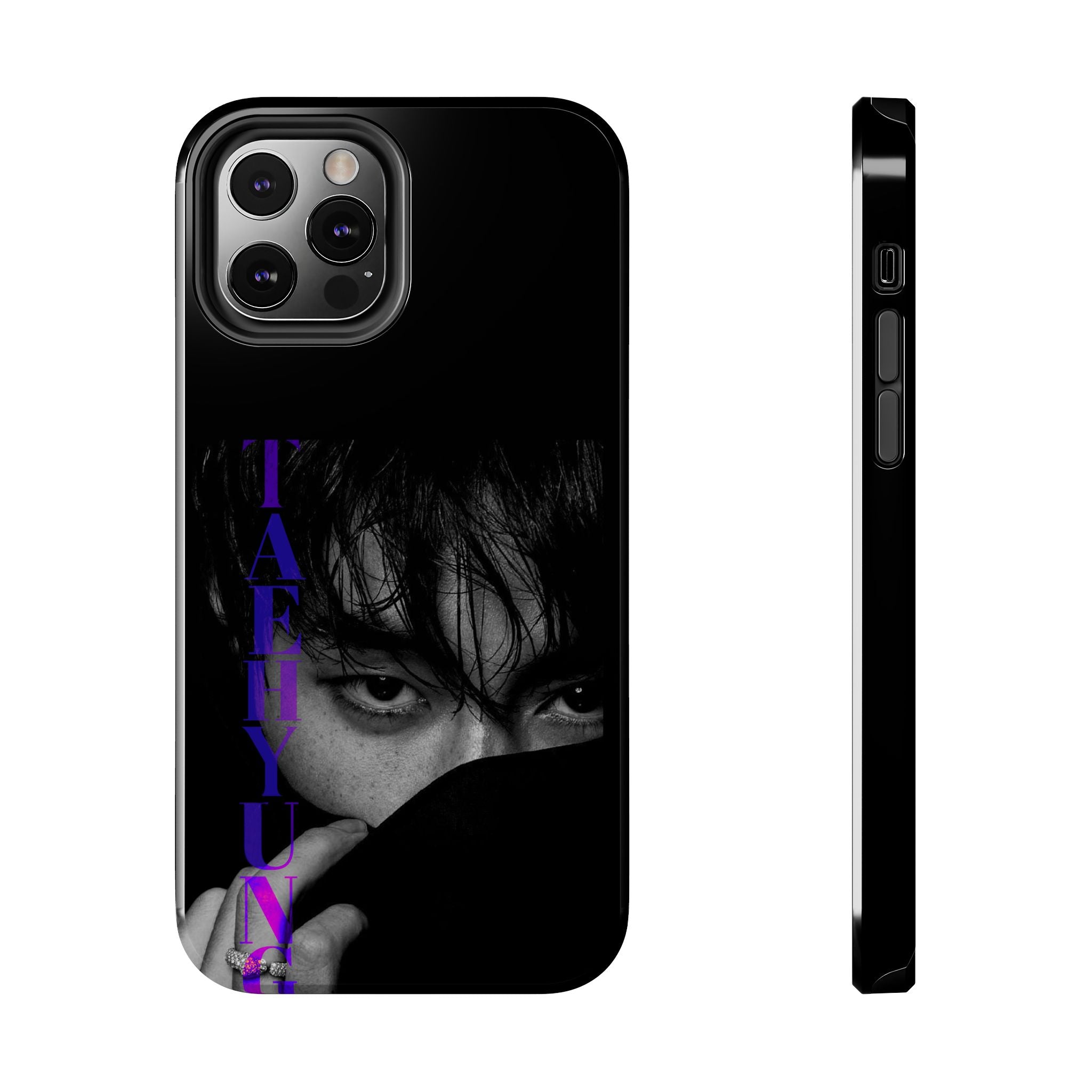 Dark Bangtan BTS phone case featuring Kim Taehyung (V) design for iPhone and Samsung, with a rugged, stylish look.