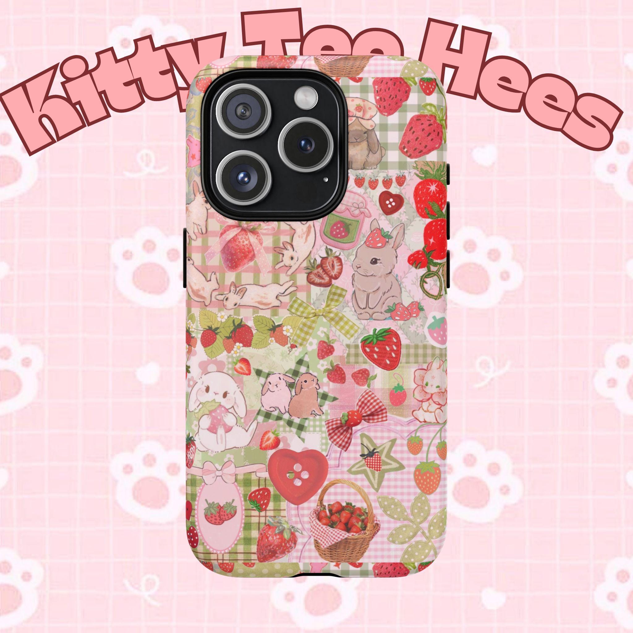Strawberry Bunny MagSafe Case Tough Magnetic Case | Phone Protection - Kitty TeeHees
