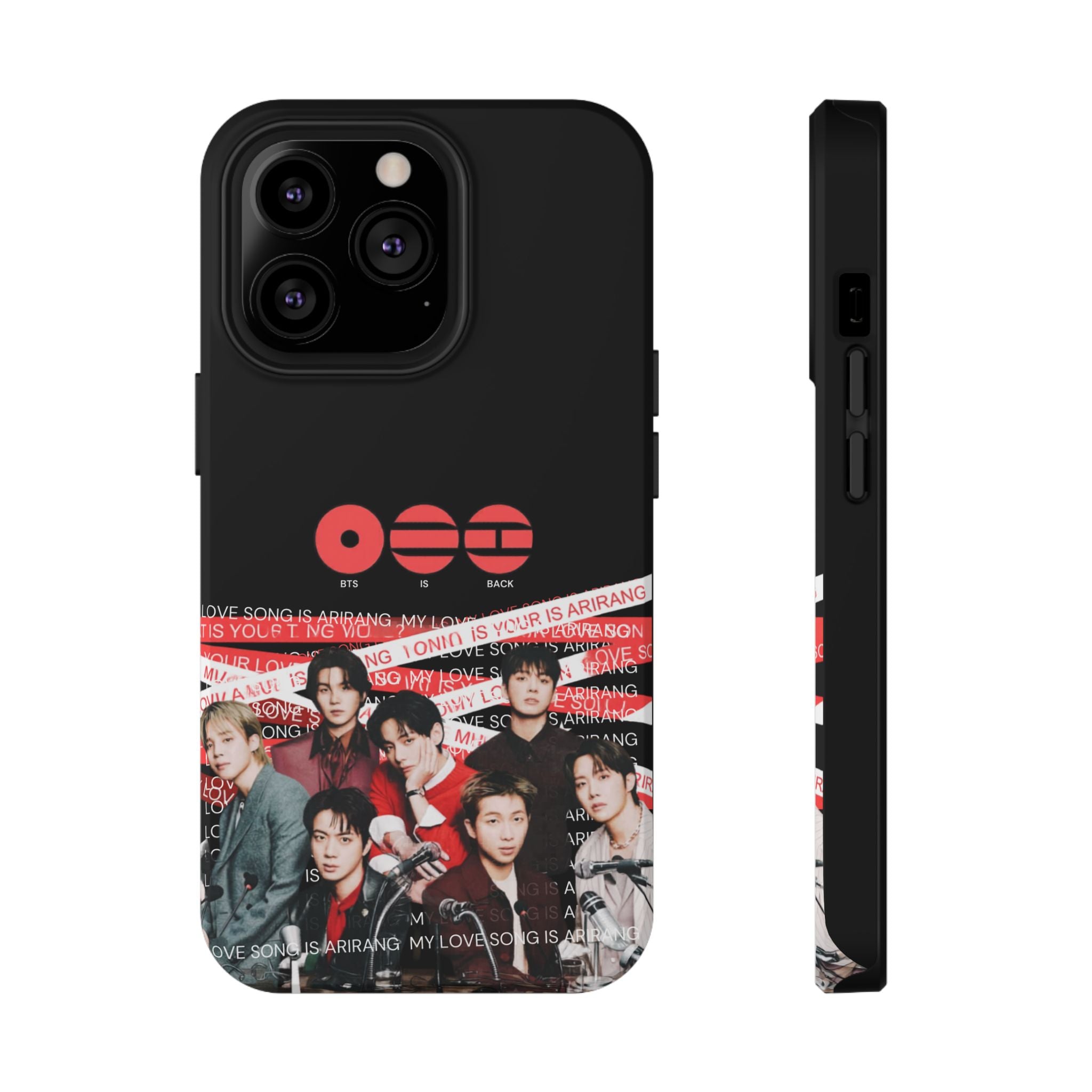 Impact-resistant phone case featuring BTS Bangtan Boys concert fanmade design with K-Pop band photo and vibrant artwork.