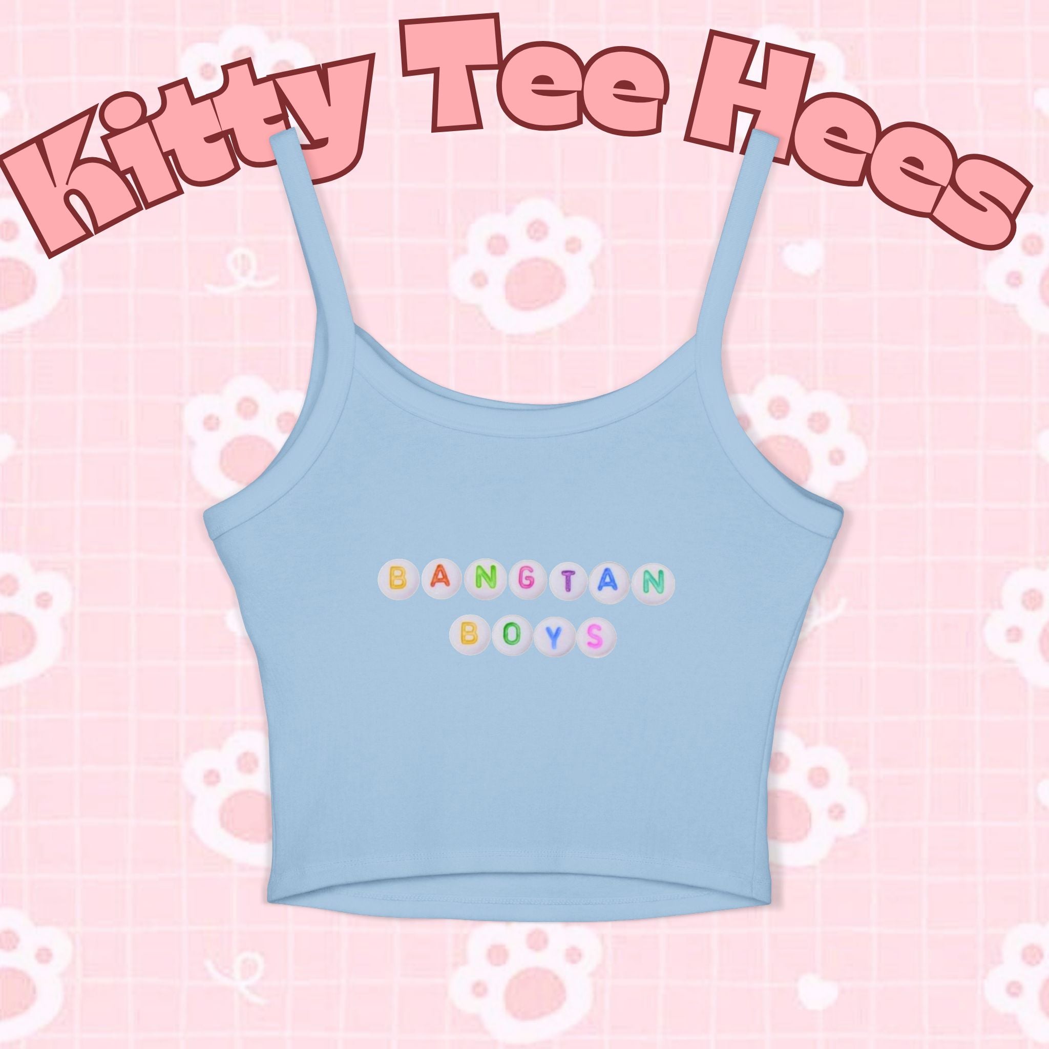 Kidcore BTS tank top featuring retro television graphic, colorful BTS tee for fans, casual K-pop style youth apparel