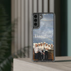 Clear impact-resistant Bangtan phone case with cute K-pop design for smartphones, by Printify.