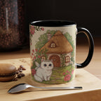 Cottage Fairy Cat Coffee Mug: Whimsical Floral Design - Kitty TeeHees
