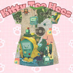 BMO Adventure Time T-Shirt Dress with all-over print design, featuring colorful character graphics for a fun, casual look.