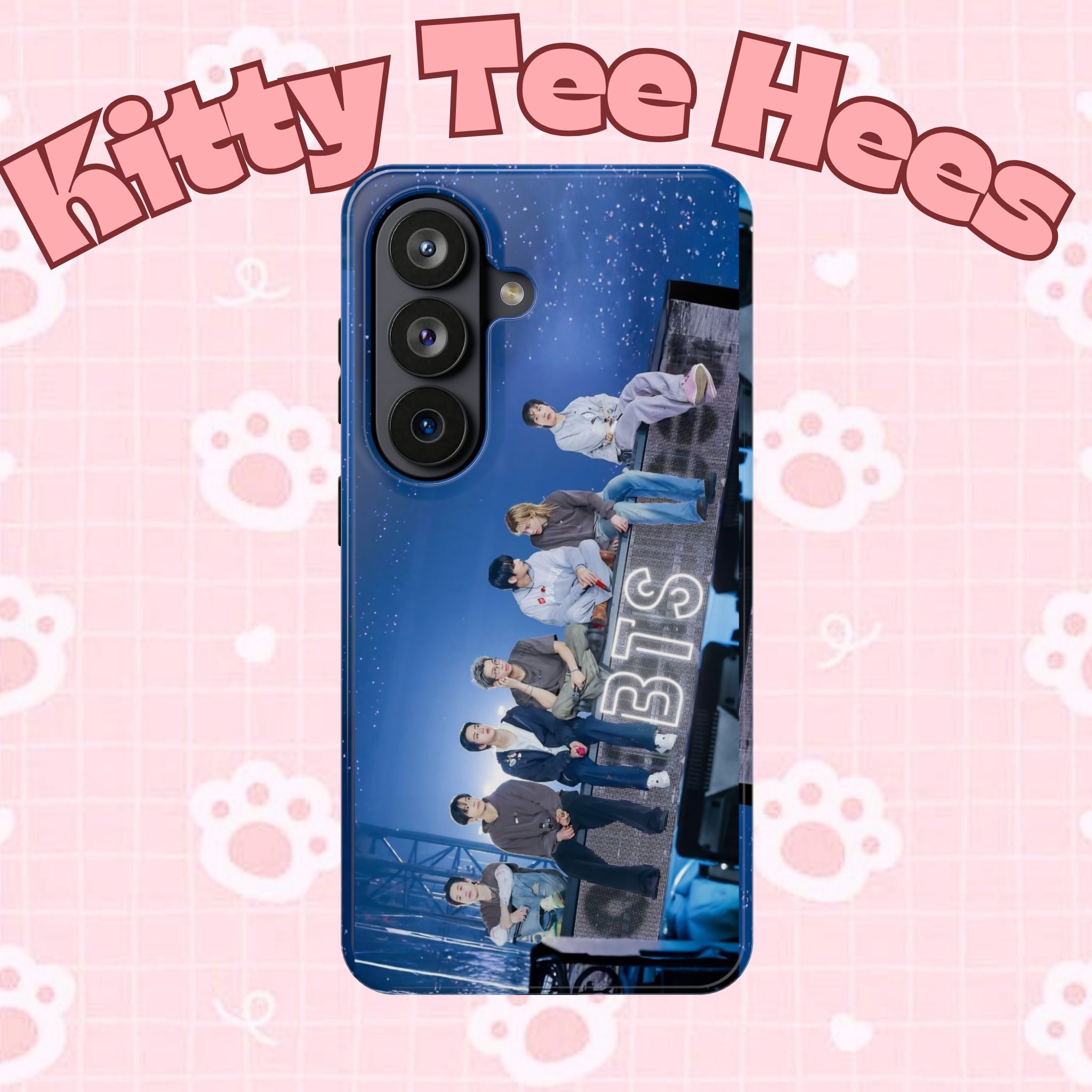 Printify BTS Bangtan World Tour Arirang impact-resistant phone case for iPhone 17 and Samsung Galaxy S26 Ultra, featuring tour design.