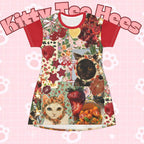 Babyshka Babushka Cat Berry T-Shirt Dress with funny cat print, casual summer mini dress, all-over print by Printify
