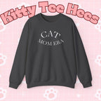 Cozy cat mom sweatshirt with cute animal print, perfect for feline parents, by Printify, featuring a warm, comfortable fleece jumper.