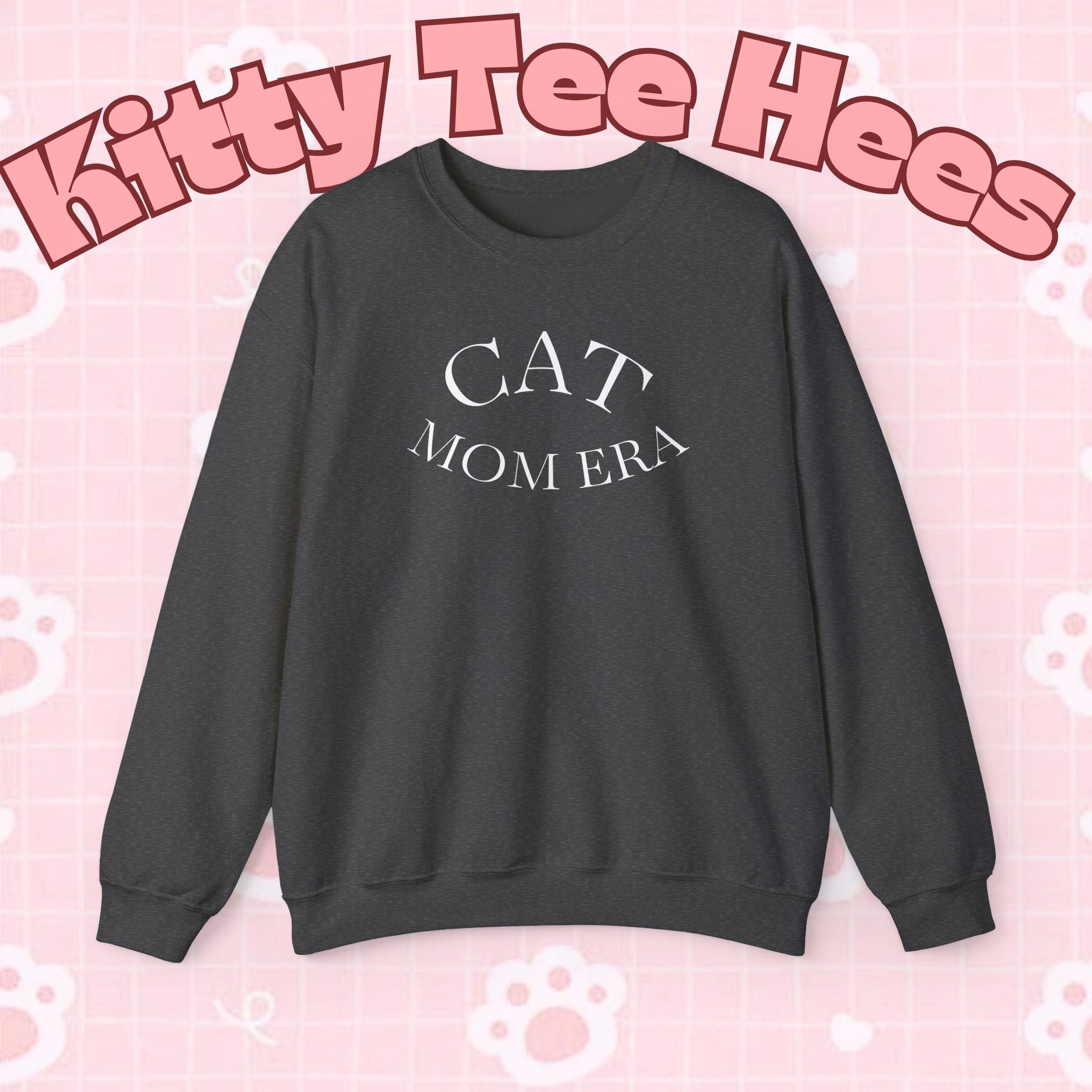 Cozy cat mom sweatshirt with cute animal print, perfect for feline parents, by Printify, featuring a warm, comfortable fleece jumper.