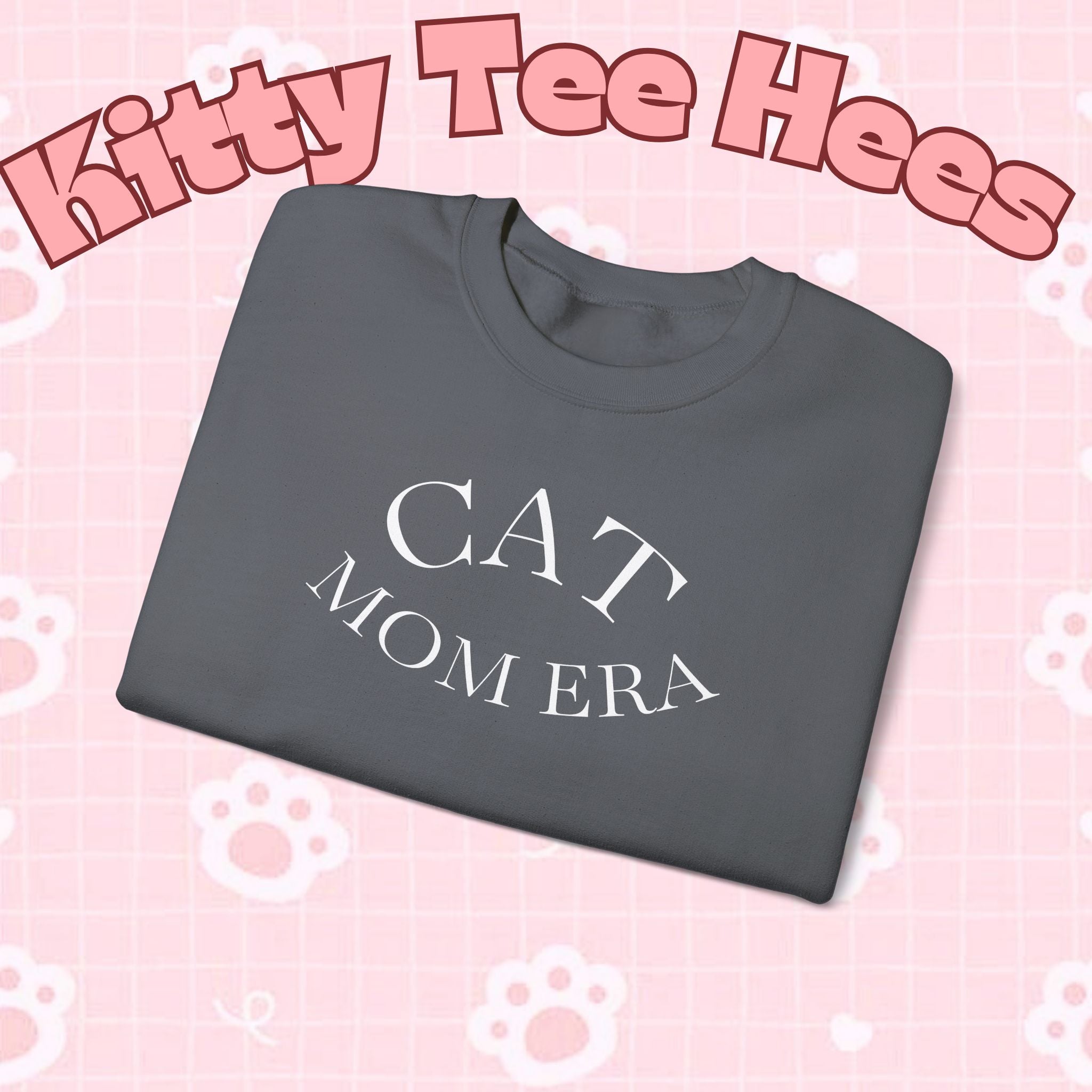 Cozy printify Cat Mom sweatshirt with cute feline print, perfect for pet lovers and cat owners, featuring a comfortable pullover design.