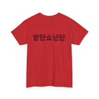 BTS Arirang T-shirt by Printify featuring Korean Hangul, concert fit, BTS 2026 comeback and world tour design.