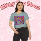 Colorful BTS kidcore T-shirt featuring a Bangtan Boys K-Pop group photo, women's festival crop top by Printify.
