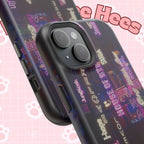 Neon Korean script BTS phone case for iPhone and Samsung, impact-resistant, featuring Bangtan Sonyeondan logo and vibrant design.