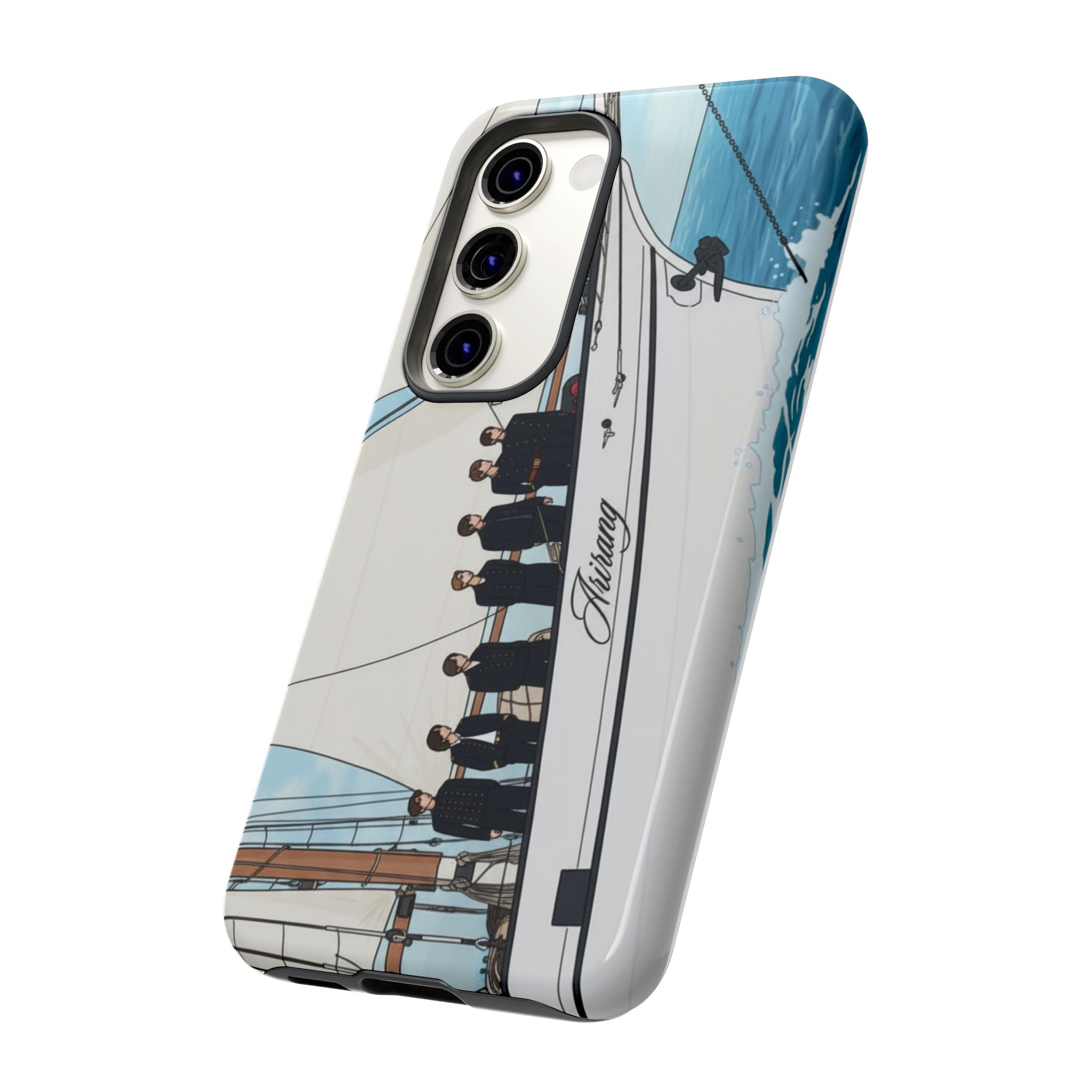 BTS Arirang swim phone case for iPhone 17 and Samsung, tough plastic case featuring BTS concert design, by Printify.