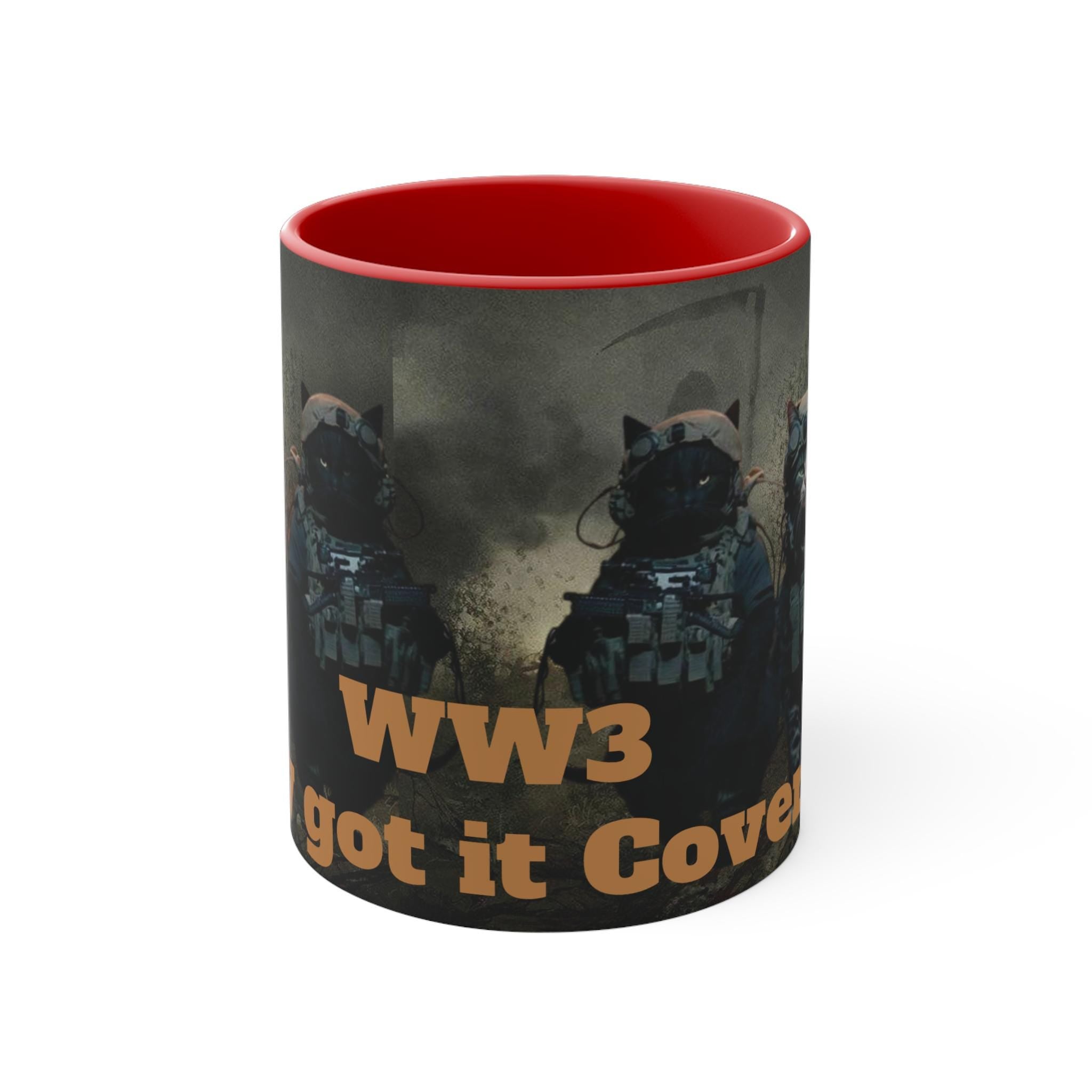 WW3 Cat Accent Mug, meme mug, funny mugs, Colorful Cat Coffee Cup, Personalized Gift for Gamers, Humorous Tea Mug, Unique Birthday Present - Kitty TeeHees