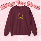Kitty Tee Hees sweatshirt | Cute kitty illustration, pastel stars and flowers - Kitty TeeHees