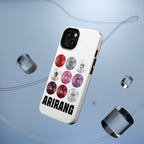 Impact-resistant Printify BTS Arirang vinyl record grid phone case featuring cool BTS fan merchandise design.