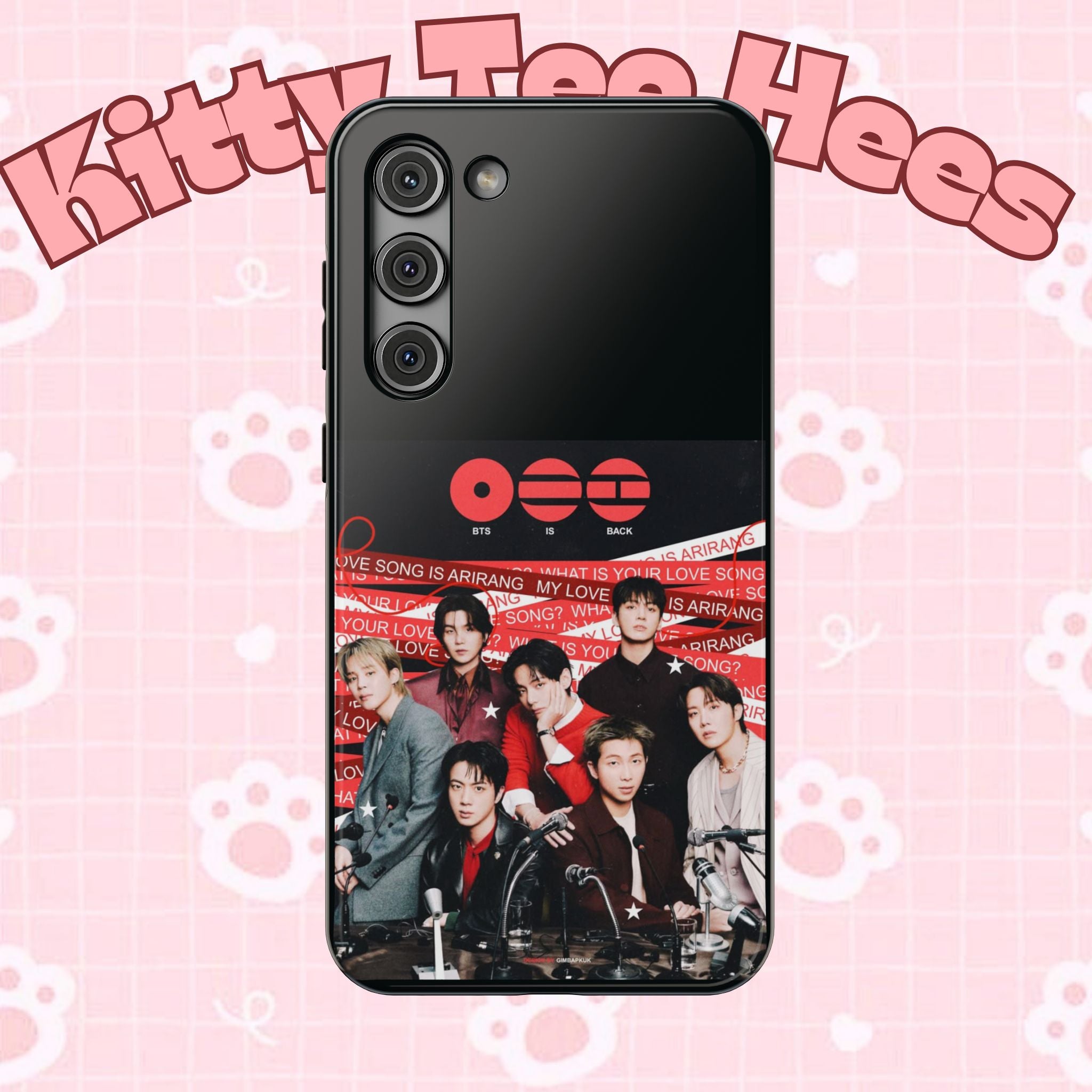 Printify BTS Arirang phone case with Bangtan concert design, impact-resistant K-Pop band photo phone cover for fans