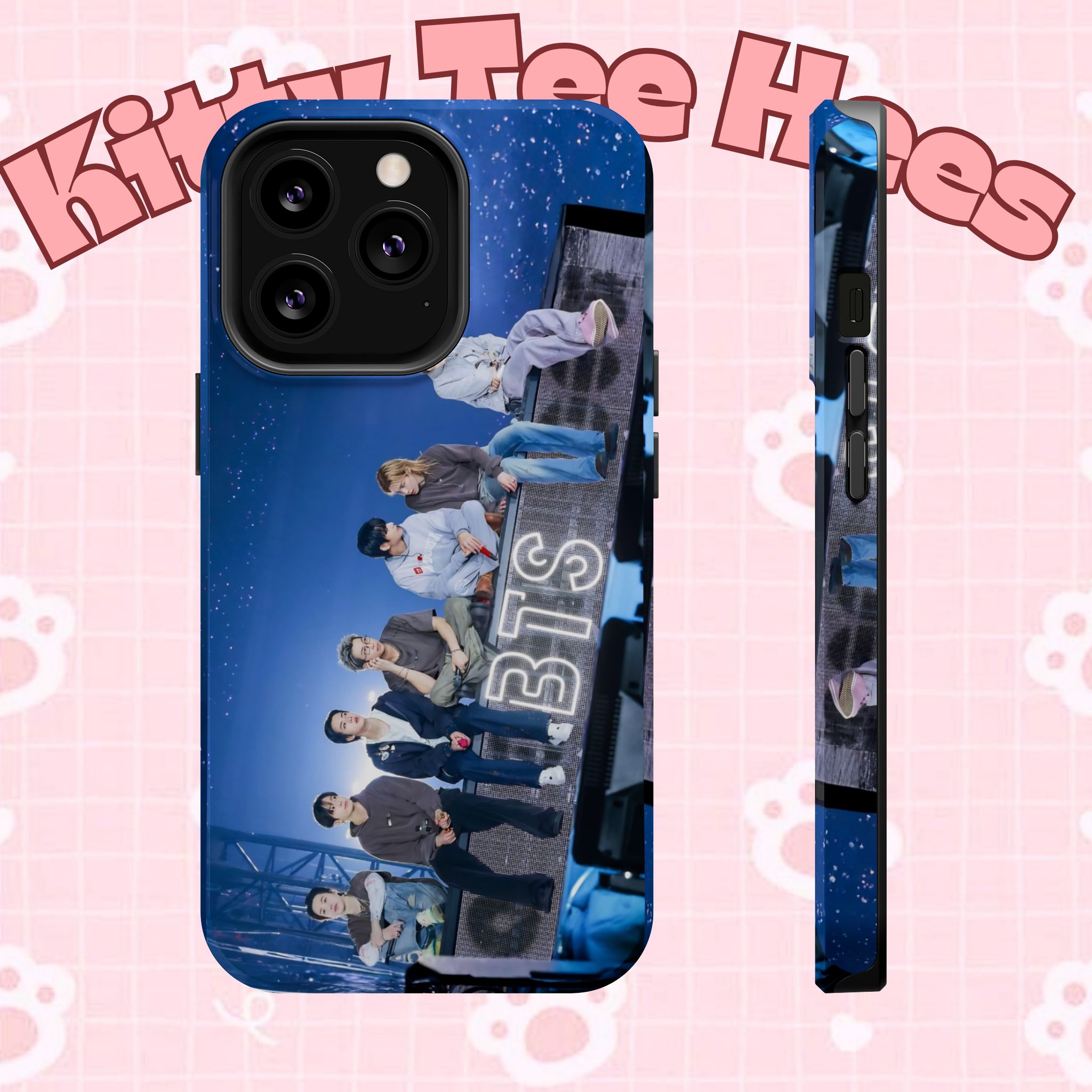 Printify BTS Bangtan World Tour Arirang impact-resistant phone case for iPhone 17 and Samsung Galaxy 26 Ultra, with vibrant tour design.
