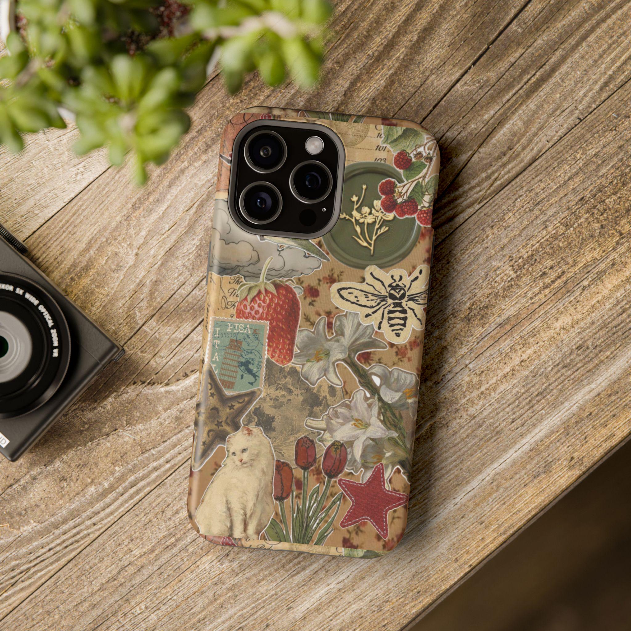 Newsprint Vintage Maximalist Impact-Resistant Case, iphone 17 case | Retro Newspaper Aesthetic - Kitty TeeHees