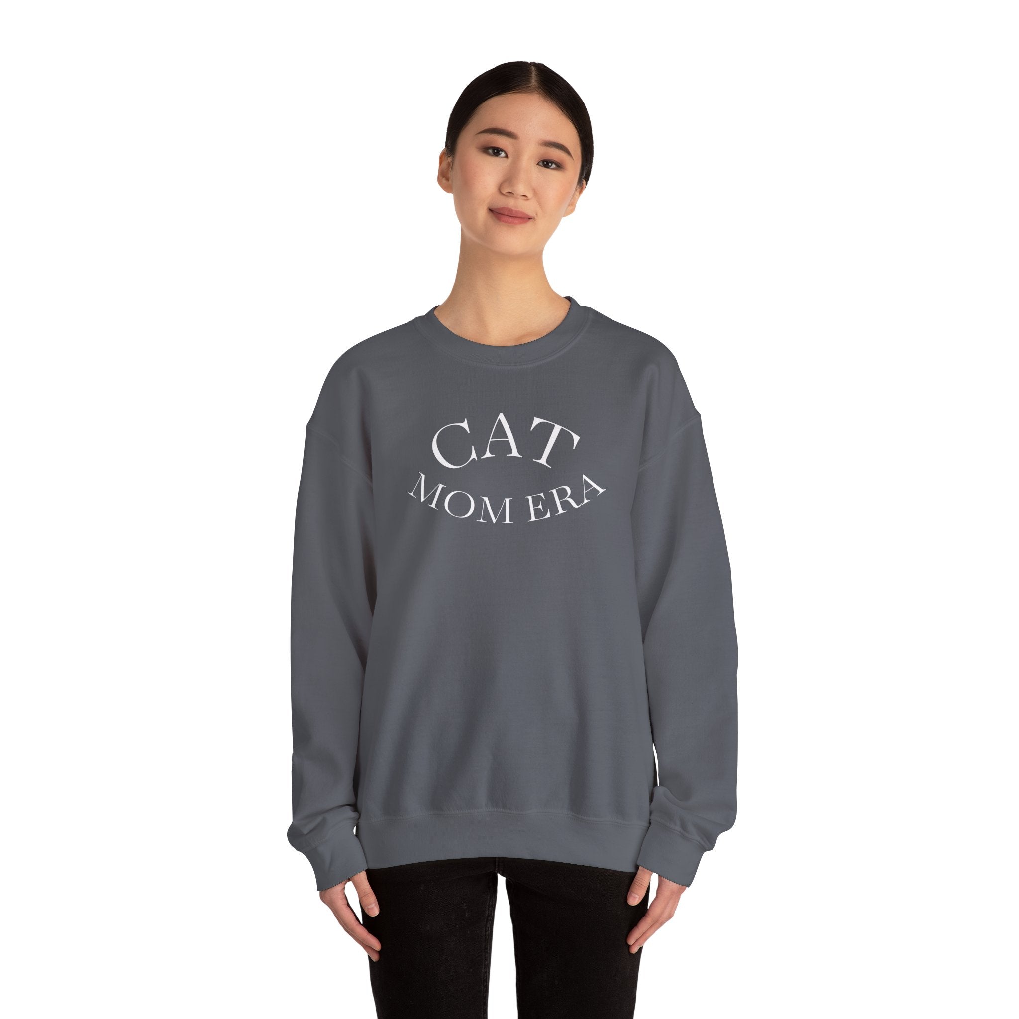 Printify cat mom sweatshirt featuring a cute animal print, perfect for feline parents and pet lovers during Christmas 2025.