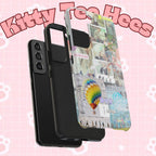 Printify BTS collage phone case for iPhone and Samsung featuring pastel hot air balloon and K-Pop photo collage design.