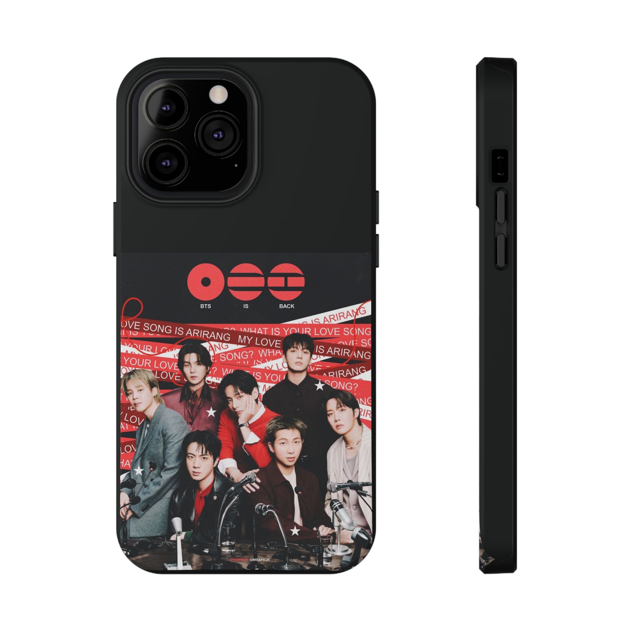 Printify BTS Arirang phone case featuring Bangtan concert design, impact-resistant K-Pop band photo case for smartphones.