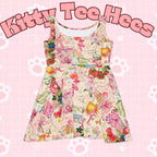 Pastel Floral Cat Skater Dress, Women's Party Outfit - Kitty TeeHees