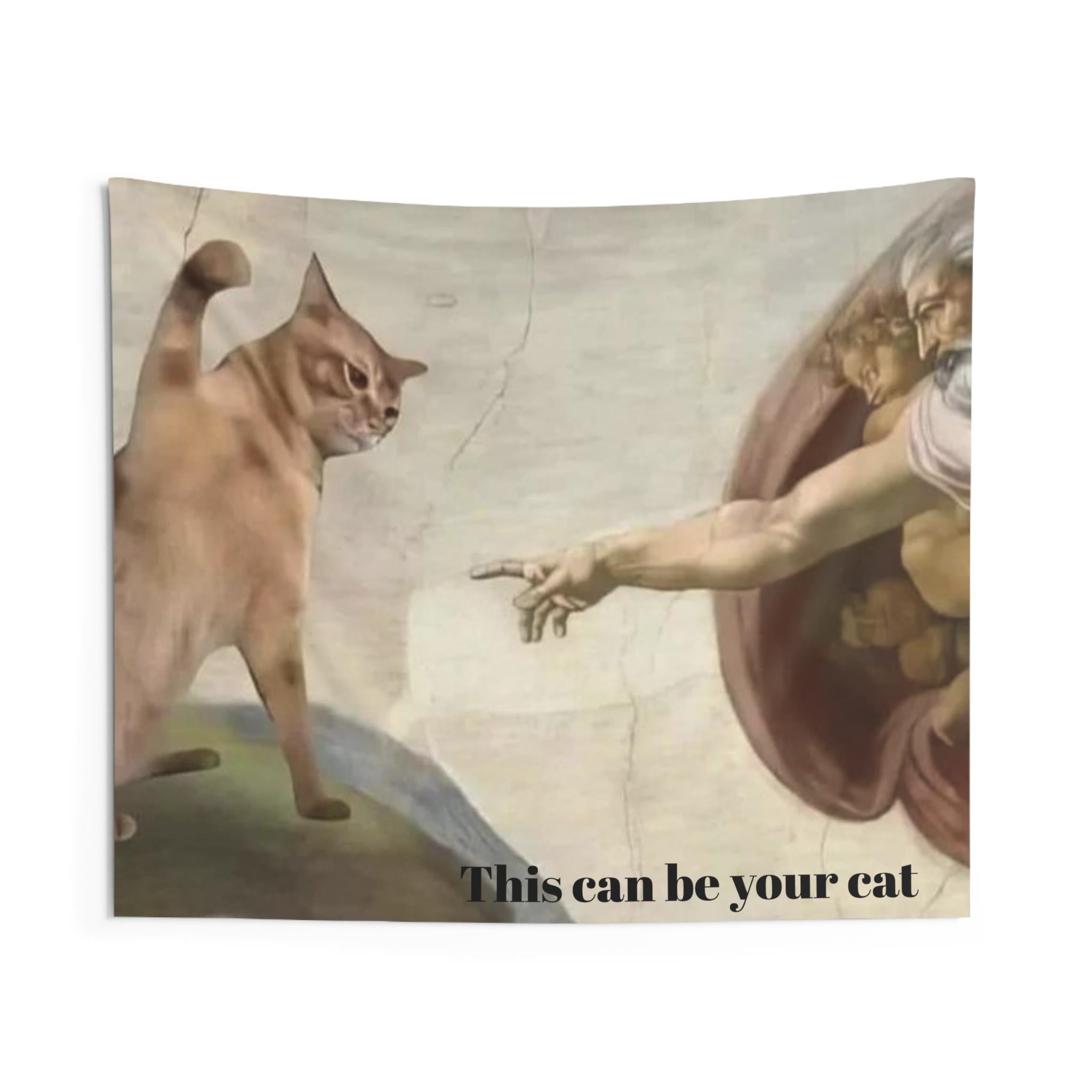 Funny Cat Tapestry, Customizable Cathedral Style, Unique Home Decor - Kitty TeeHees