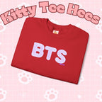 Lavender BTS Logo arirang crewneck sweatshirt with K-pop band print, featuring BTS comeback and concert design, by Printify.