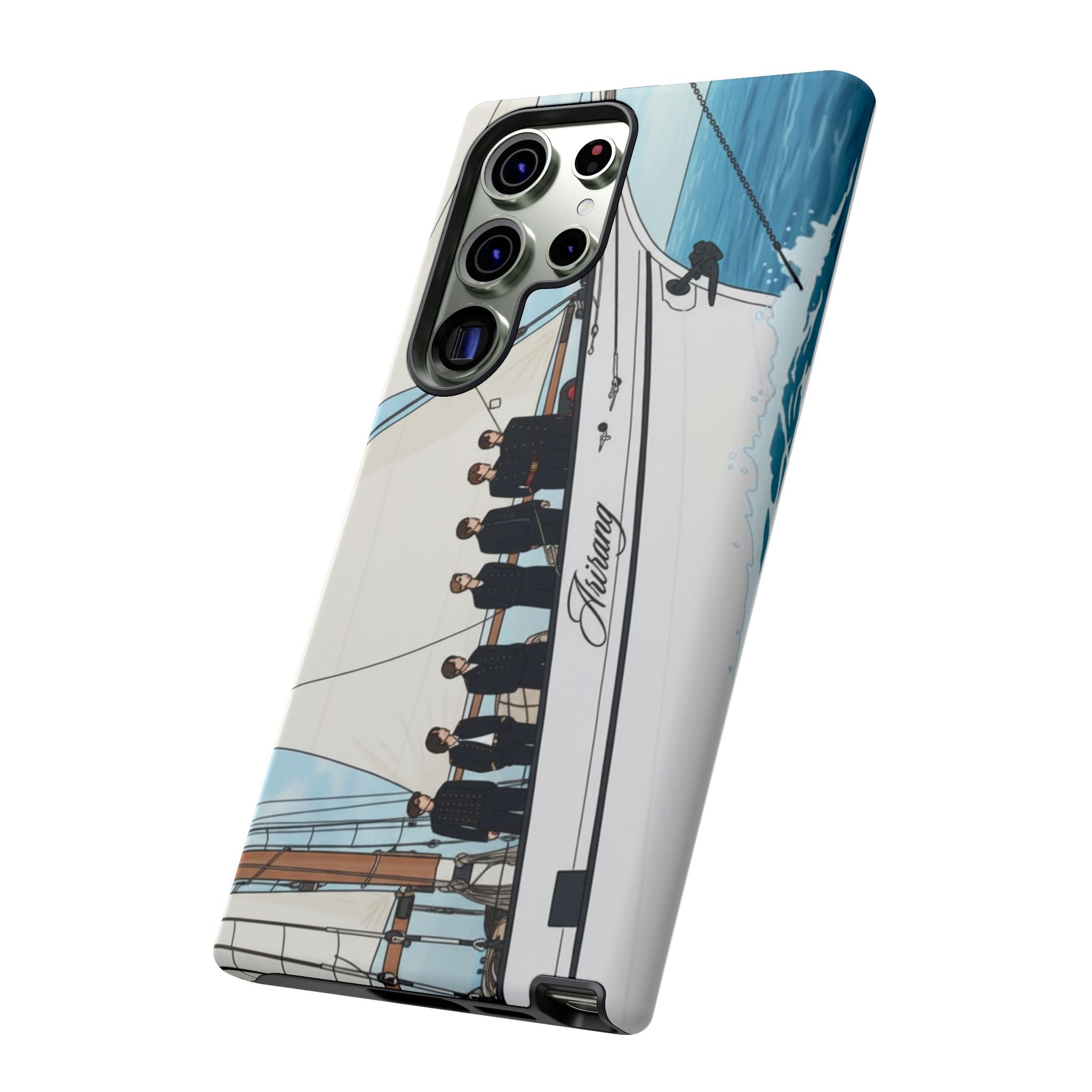 Printify BTS Arirang swim phone case for iPhone 17 and Samsung, durable concert-themed Bangtan phone case with bold design.