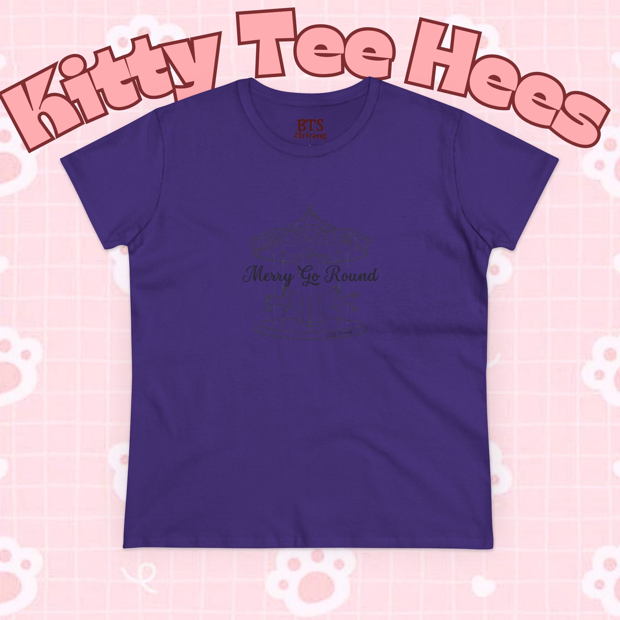 Merry Go Round BTS Arirang 2026 album carousel sketch T-shirt with lyric script back print by Printify