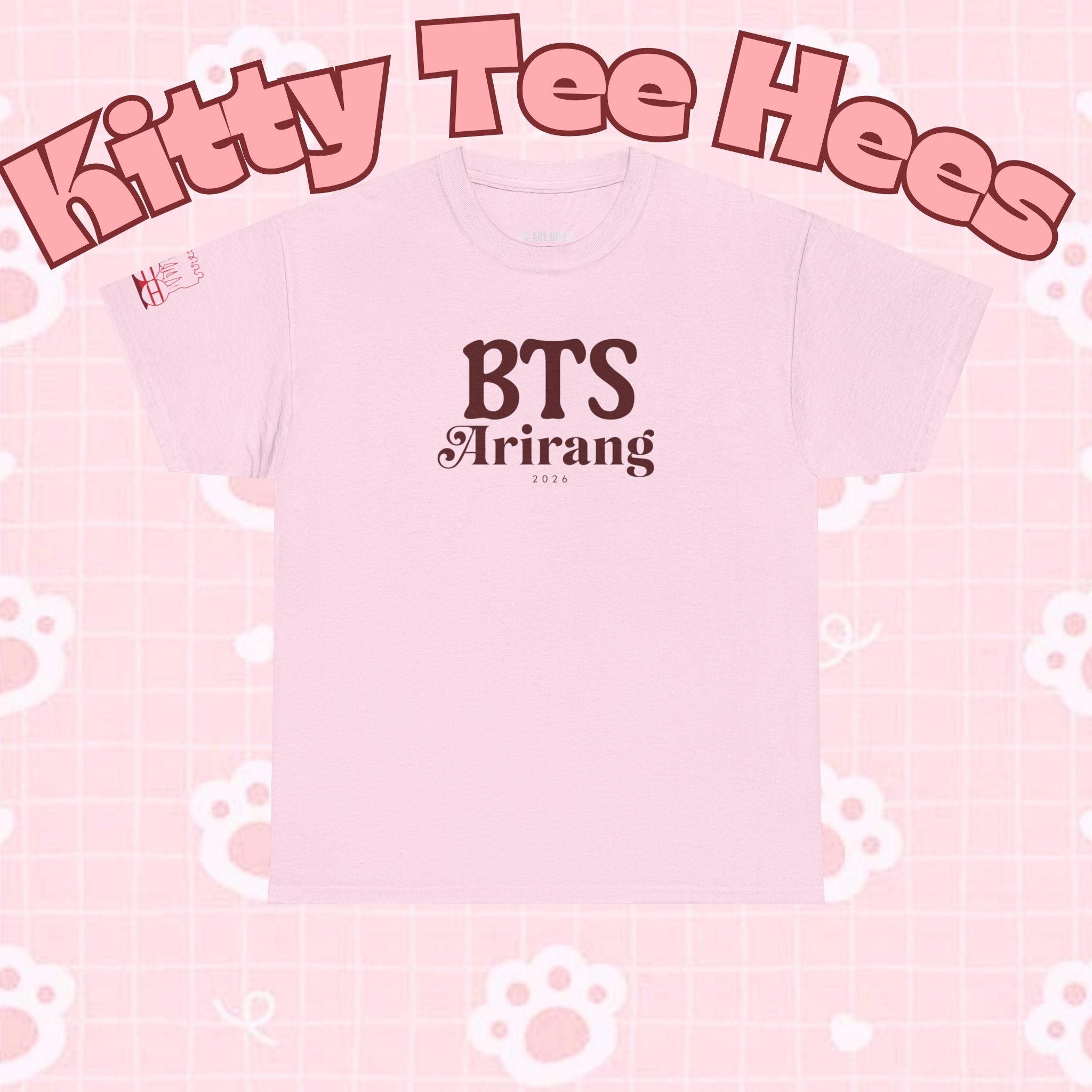 BTS Arirang T-Shirt featuring Korean Hangul text, casual fit, suitable for BTS world tour and concert styles.