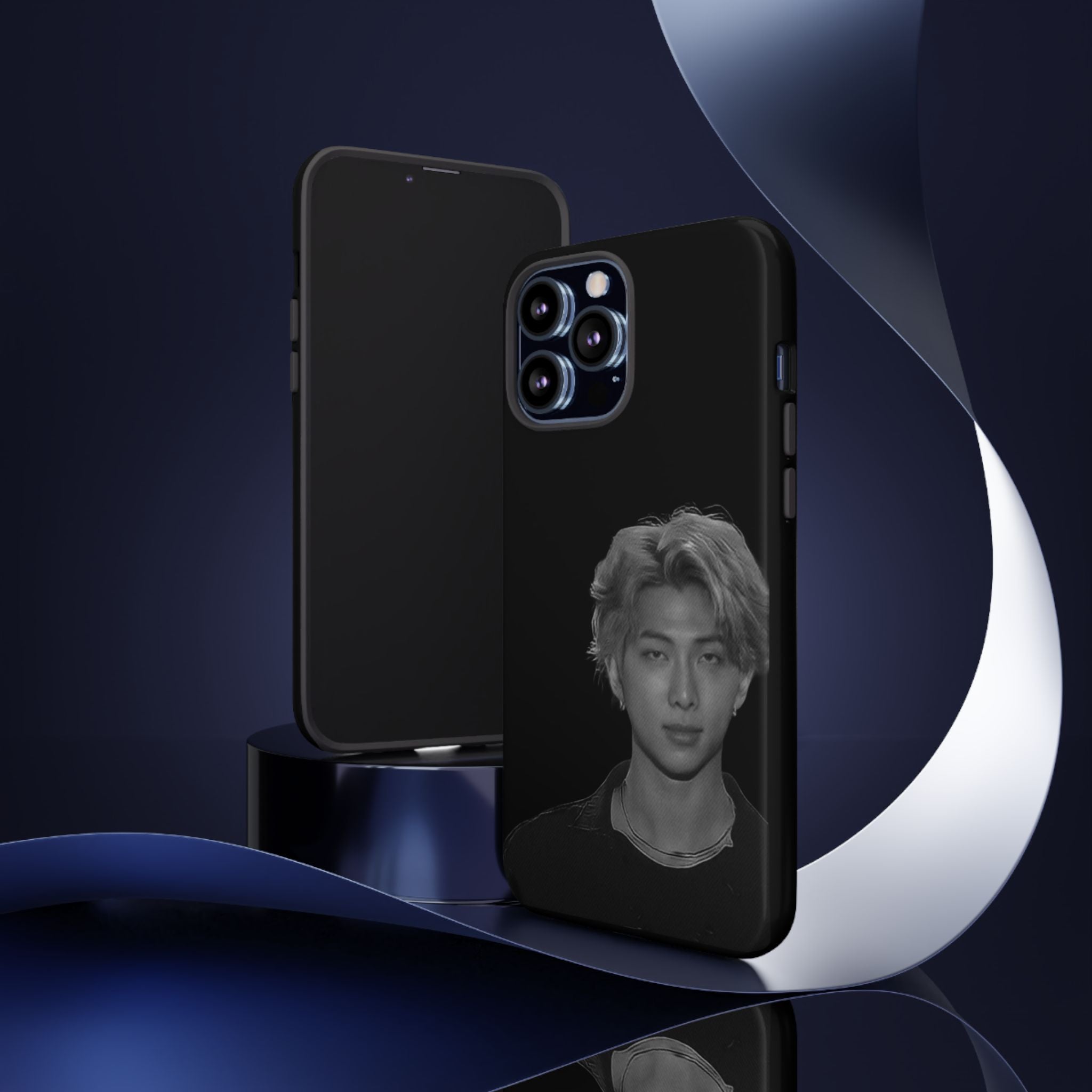 Namjoon BTS concert-themed iPhone case by Printify, featuring a durable, tough phone protector with vibrant design.