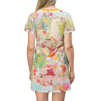 Koi Ponyo Cat Lover T-Shirt Dress: Cutecore Summer AOP Dress - Kitty TeeHees
