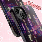 Neon Korean script BTS phone case for iPhone and Samsung, impact-resistant design with Bangtan Sonyeondan branding by Printify