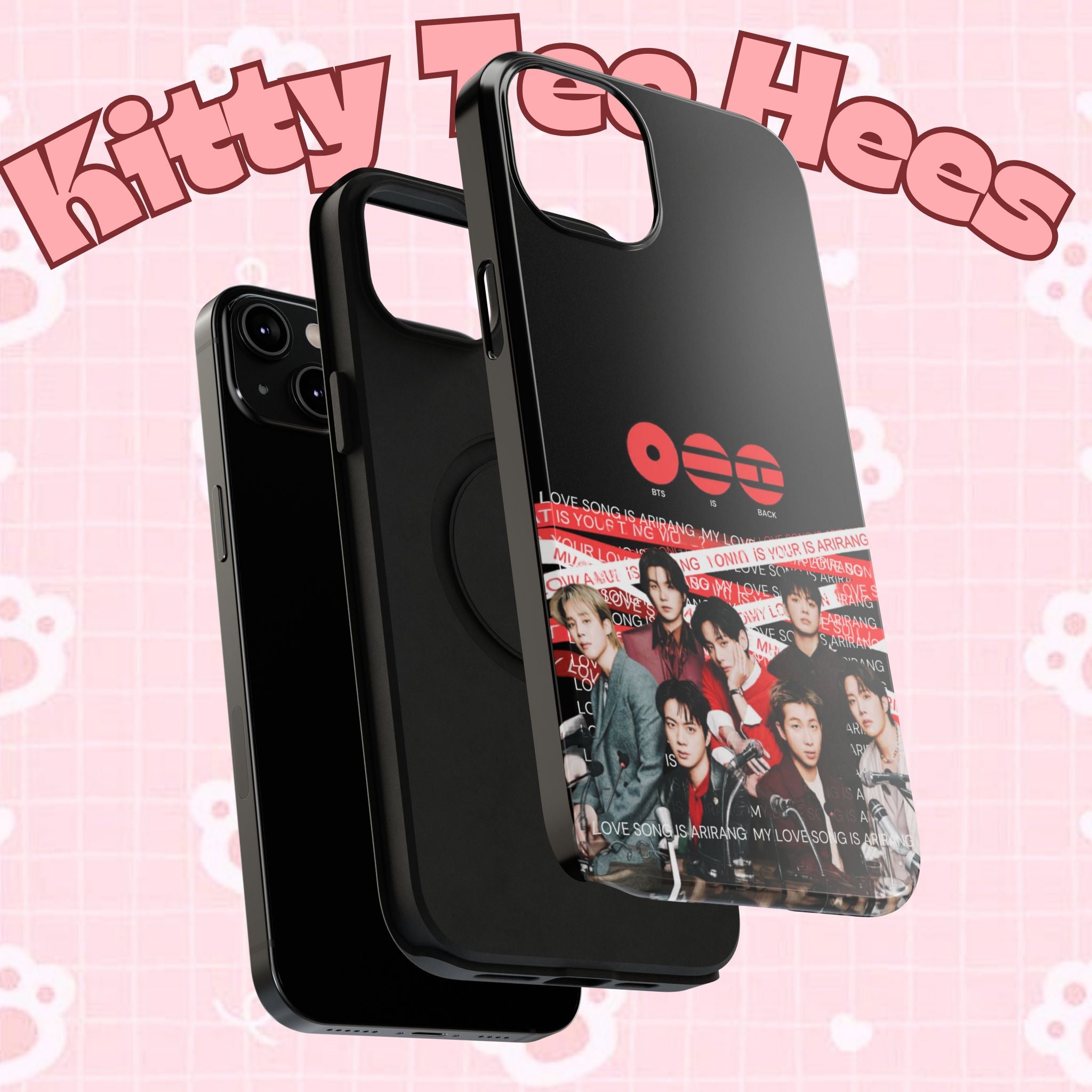 Printify BTS Bangtan phone case featuring fanmade concert design with K-pop boy band photo and impact-resistant material.