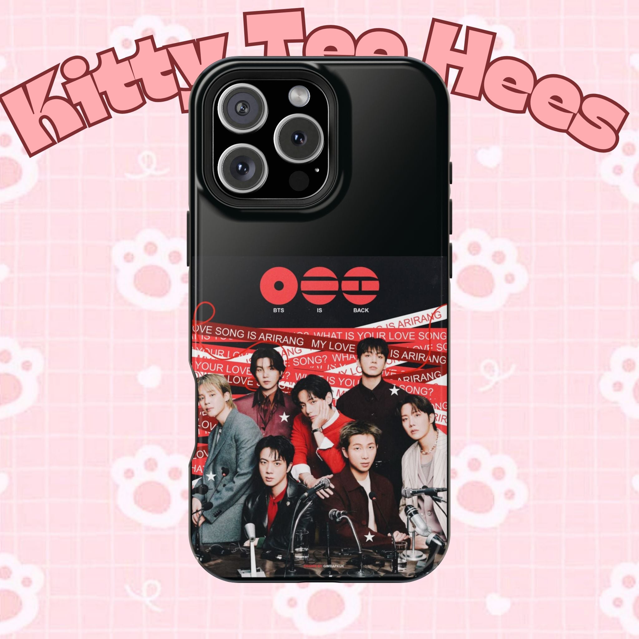 Printify BTS Arirang phone case featuring Bangtan concert design, impact-resistant K-pop band photo phone cover for 2026.