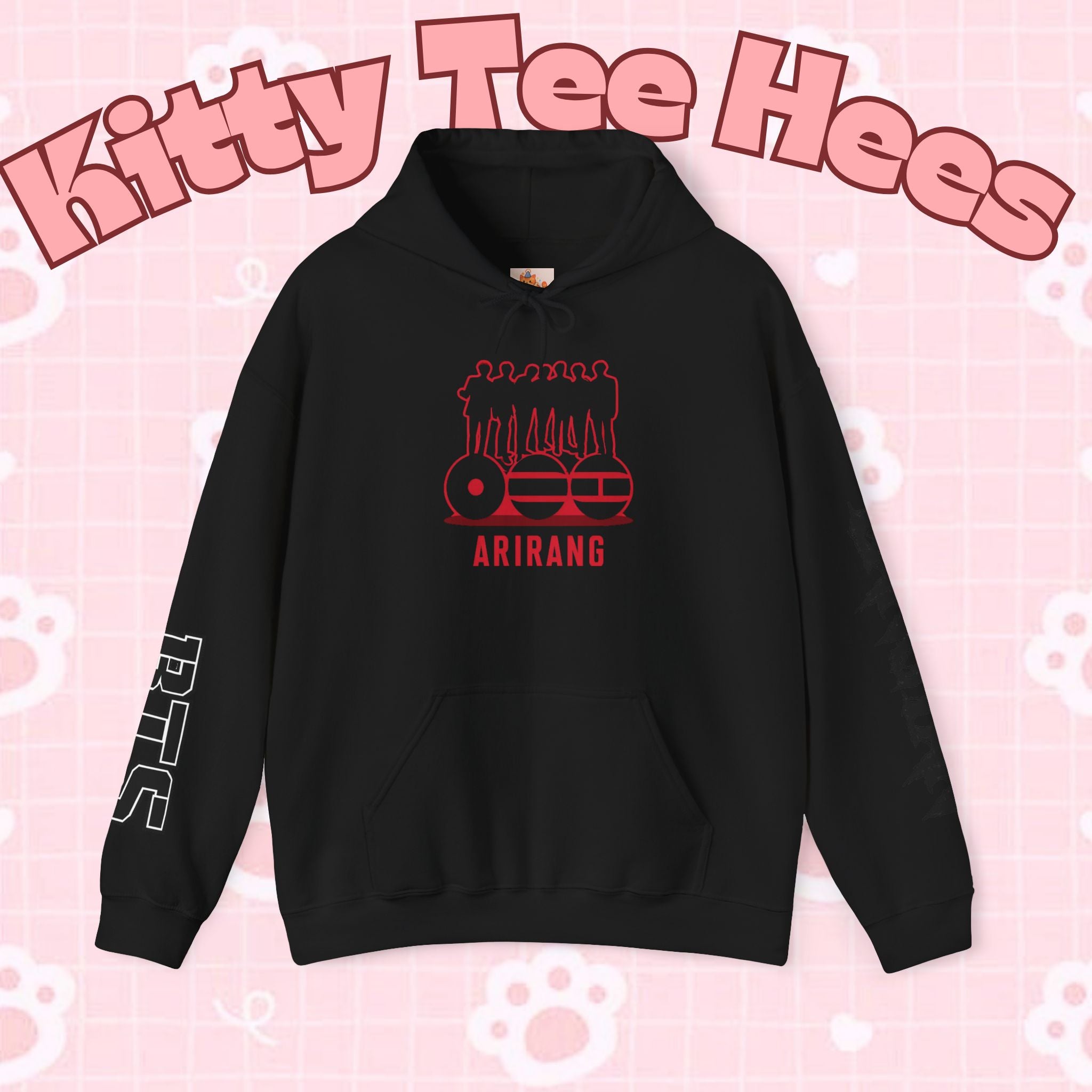 ARIRANG BTS World Tour hoodie with Bangtan sleeve design, graphic sweatshirt inspired by BTS concert tour, casual streetwear style