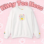 Kitty Tee Hees sweatshirt | Cute kitty illustration, pastel stars and flowers - Kitty TeeHees
