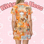 All-over print orange cat sundress featuring playful orange cat illustrations, casual summer dress by Printify