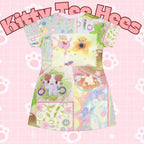 Cotton candy dreams kitty T-Shirt Dress, Kawaii Fashion, Pastel Aesthetic Dress, Summer Casual Wear, Unique Gift for Cat Lovers, Adorabe - Kitty TeeHees