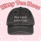 Vintage Style Embroidered Cat Cap, Funny Cat Lady Hat - Kitty TeeHees