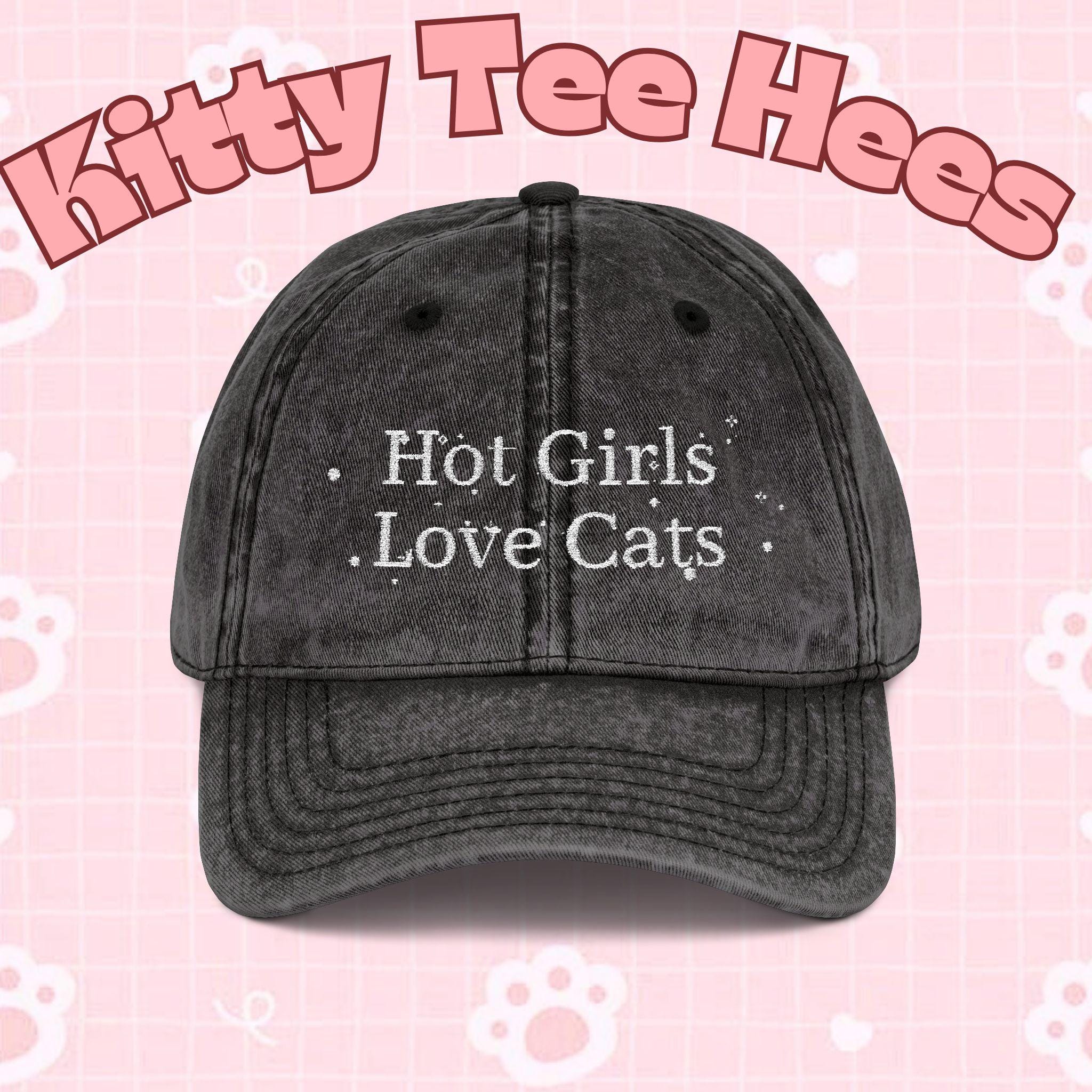 Vintage Style Embroidered Cat Cap, Funny Cat Lady Hat - Kitty TeeHees