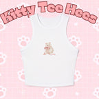 Pink Kitty Bow Racerback Tank Top, Cat Lover Summer Fashion - Kitty TeeHees