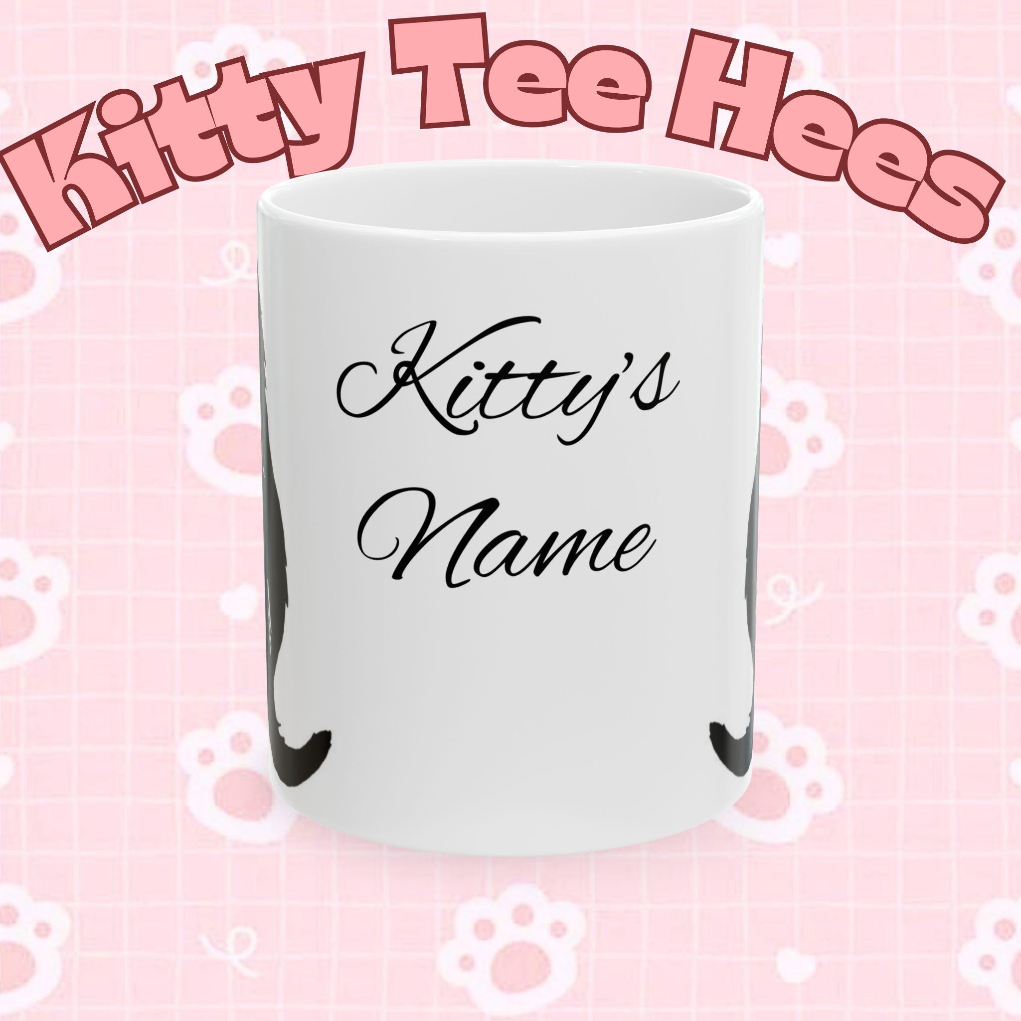 Personalized Cat Silhouette Coffee Mug, Custom Cat Lover Gift - Kitty TeeHees