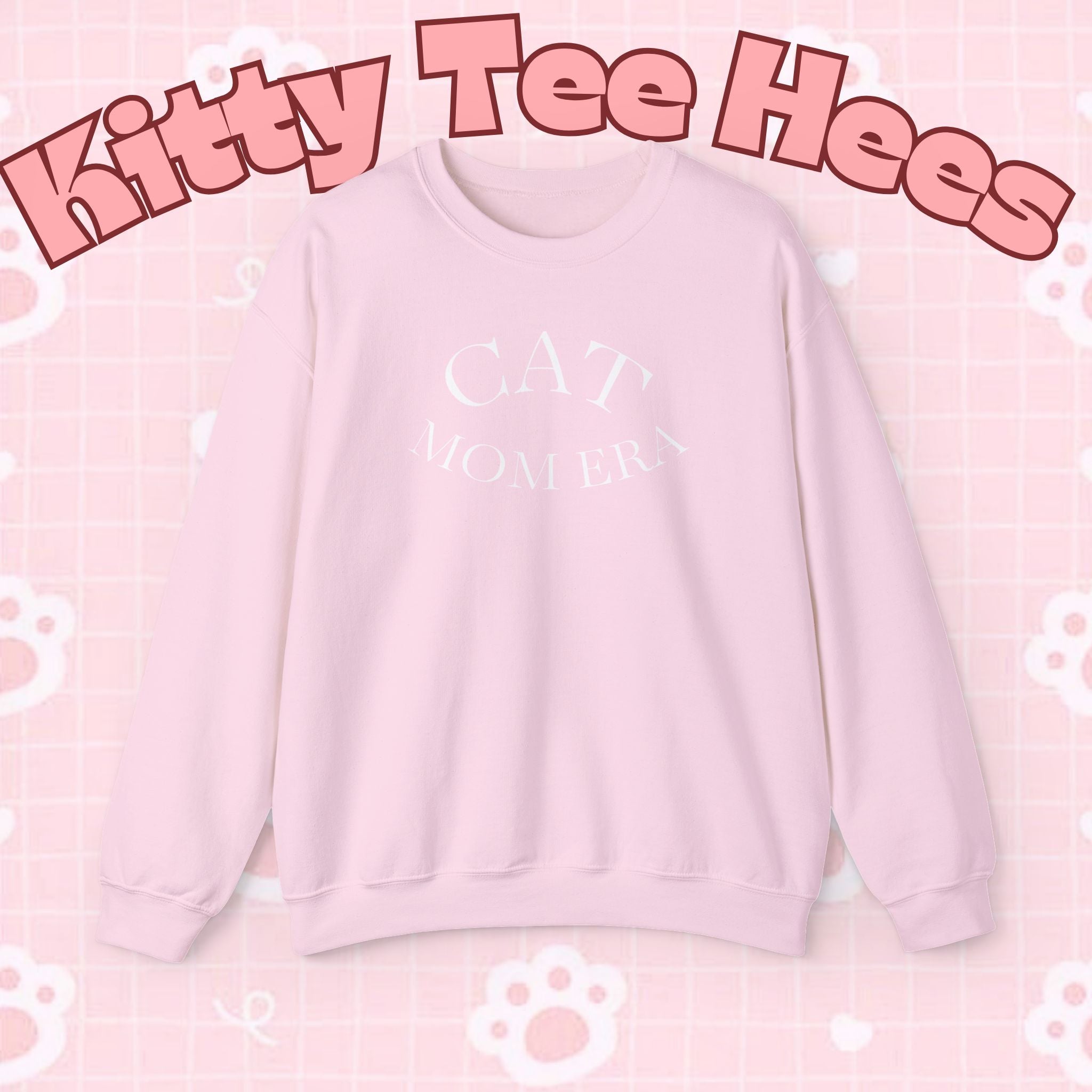 Cozy cat mom sweatshirt with cute animal print, perfect for pet lovers and feline parents, by Printify.