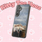 Clear impact-resistant phone case featuring Bangtan Boys K-pop design, compatible with smartphones, by Printify.