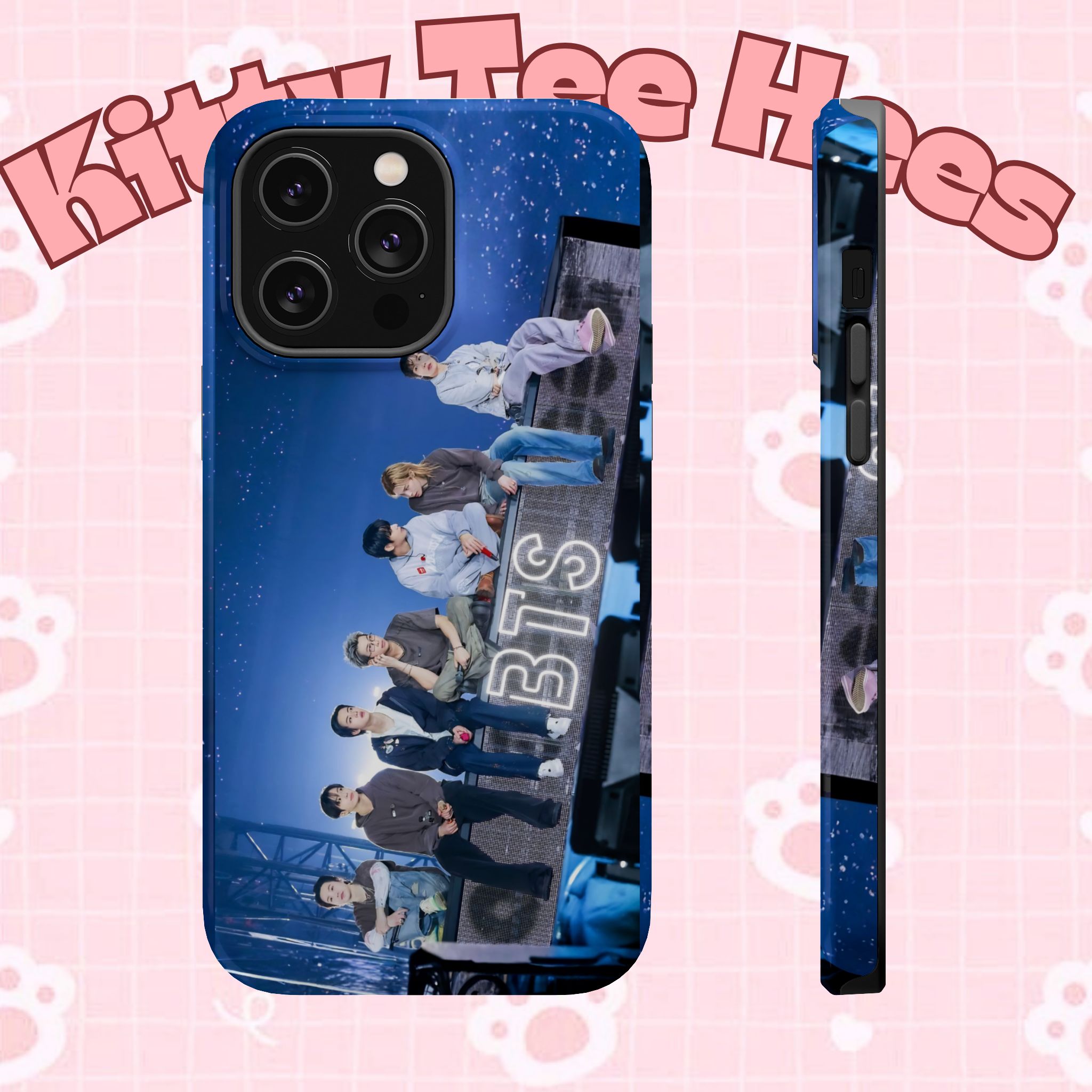 Printify BTS Bangtan World Tour ‘Arirang’ impact-resistant phone case for iPhone 17 and Samsung Galaxy S26 Ultra, showcasing vibrant tour design.