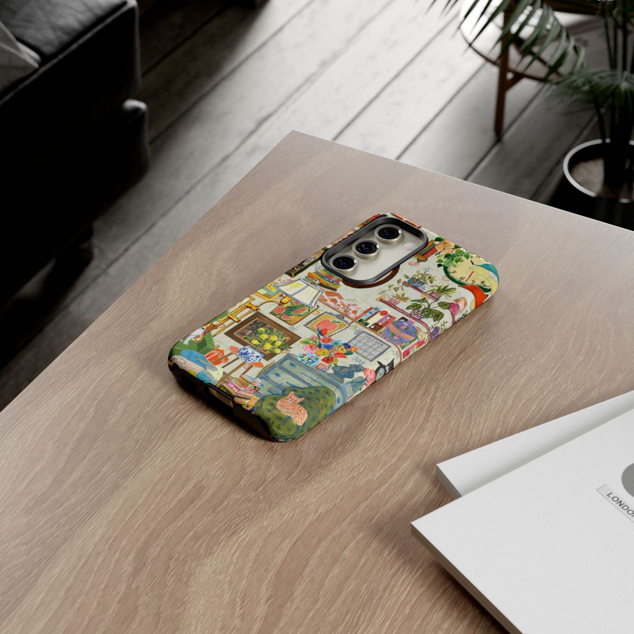 Cute cat printed iPhone 17 case by Printify featuring a framed pet portrait design, stylish and protective for your phone.