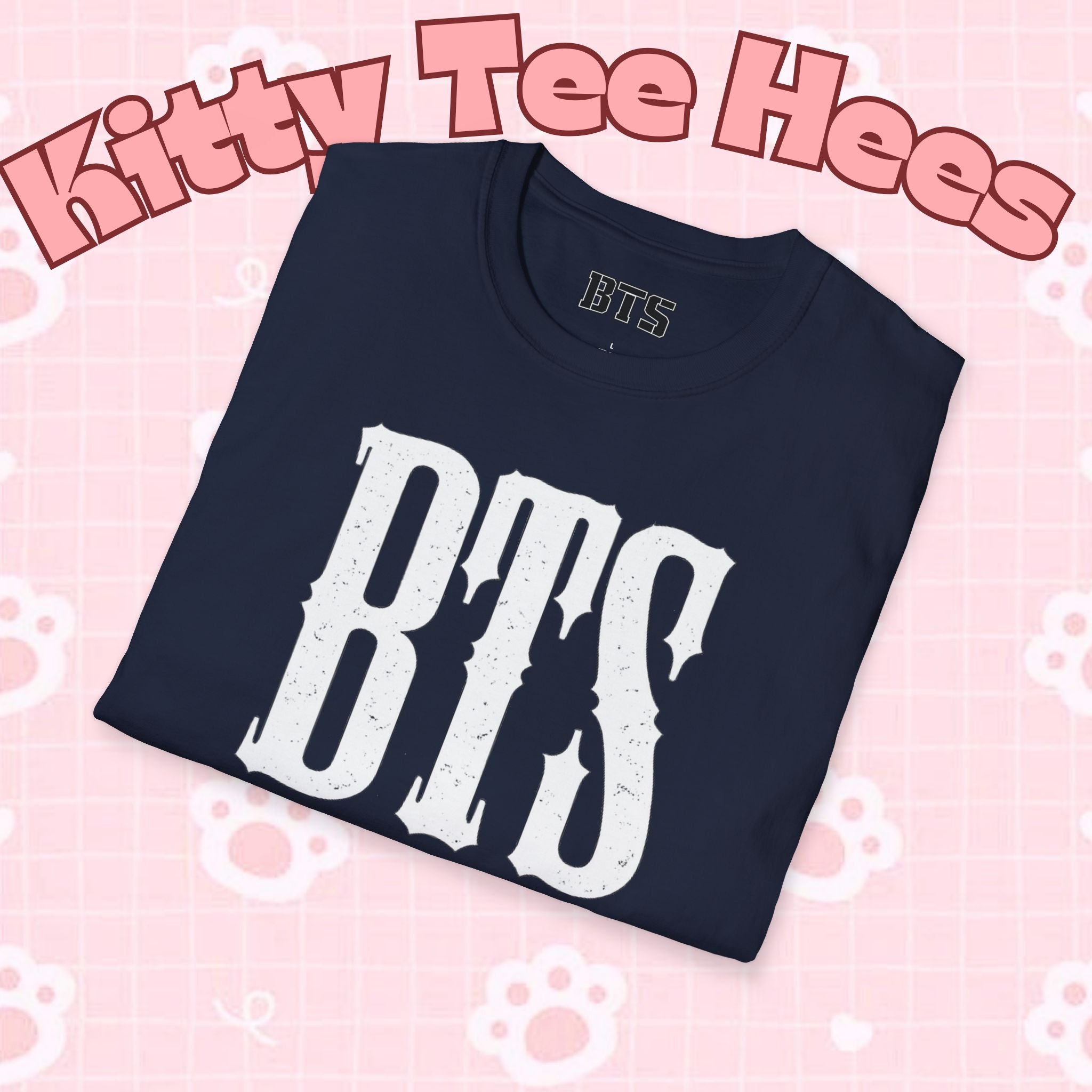 BTS classic T-shirt with Bangtan Boys outline graphic, simple and cute K-pop band tee, printed by Printify