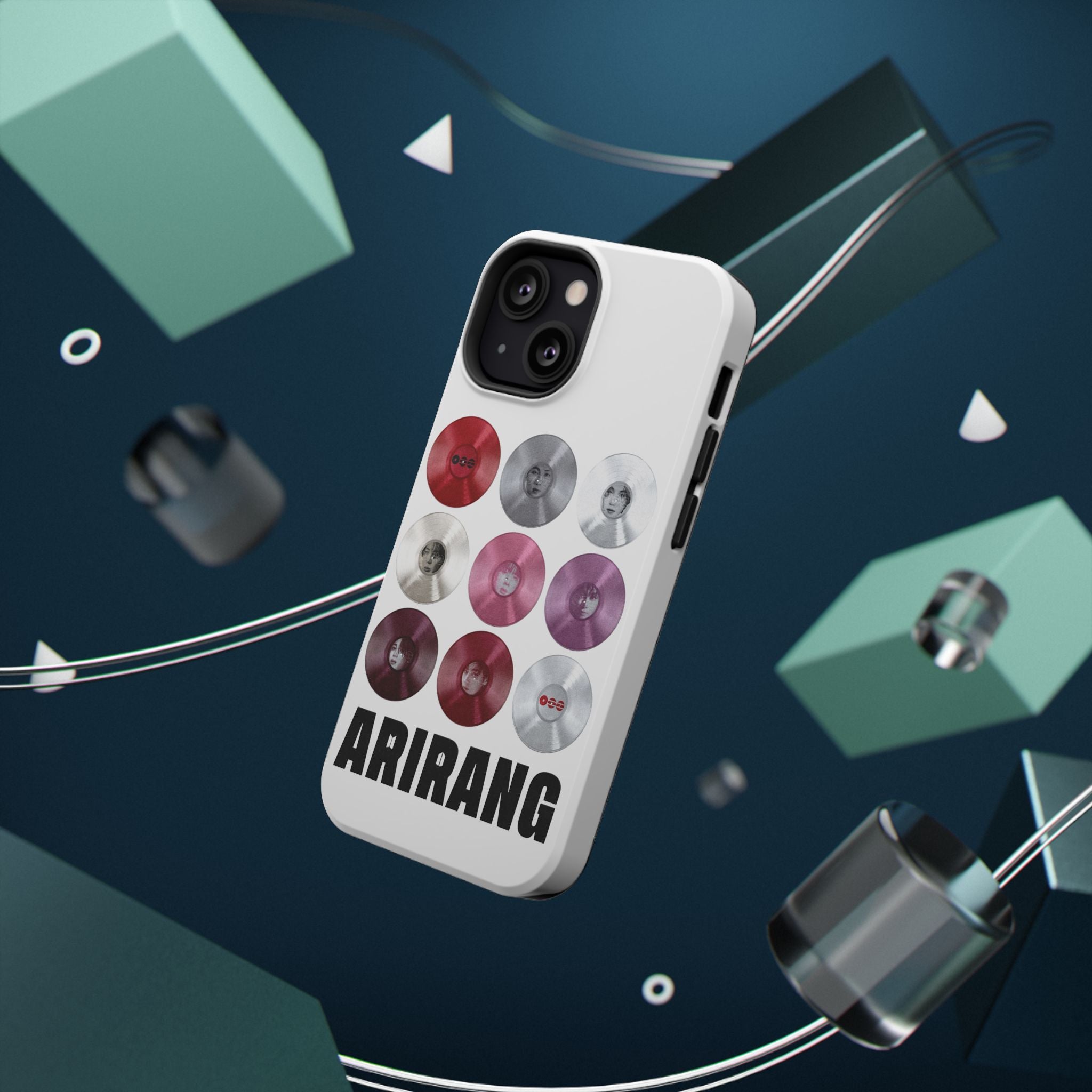 Printify BTS Arirang vinyl record grid phone case featuring cool BTS fan merch design, impact-resistant for smartphones.